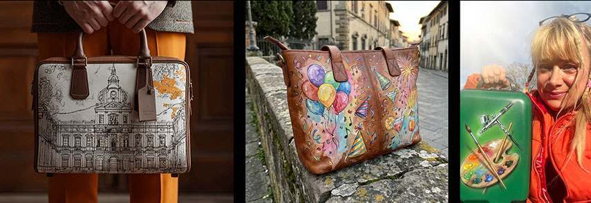 Handtasche k&uuml;nstlerisch bemalt