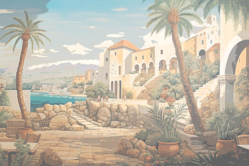 Leinwandausdruck Mediterrane Malerei