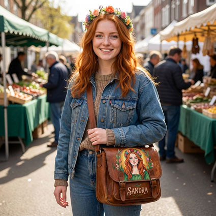 mein Portrait auf meiner Handtasche